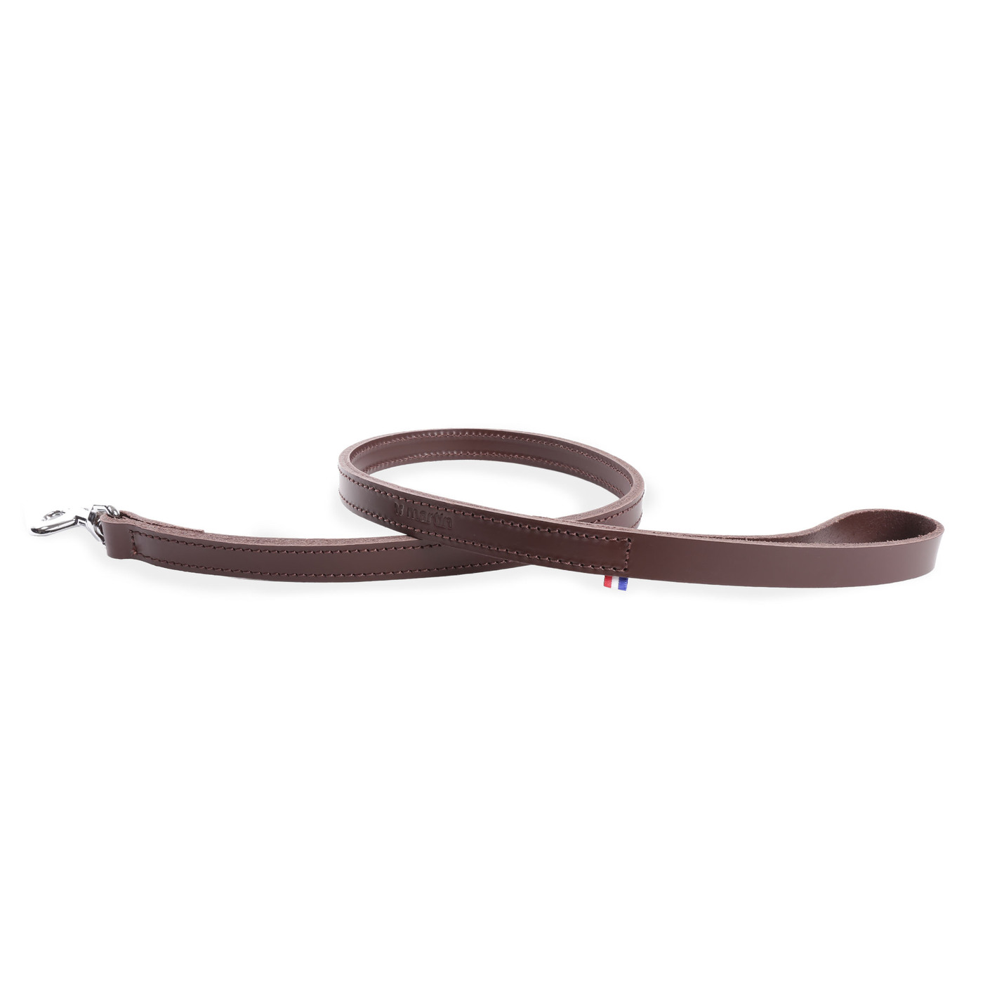 Laisse cuir 107 MARTIN SELLIER marron 2cm 100cm
