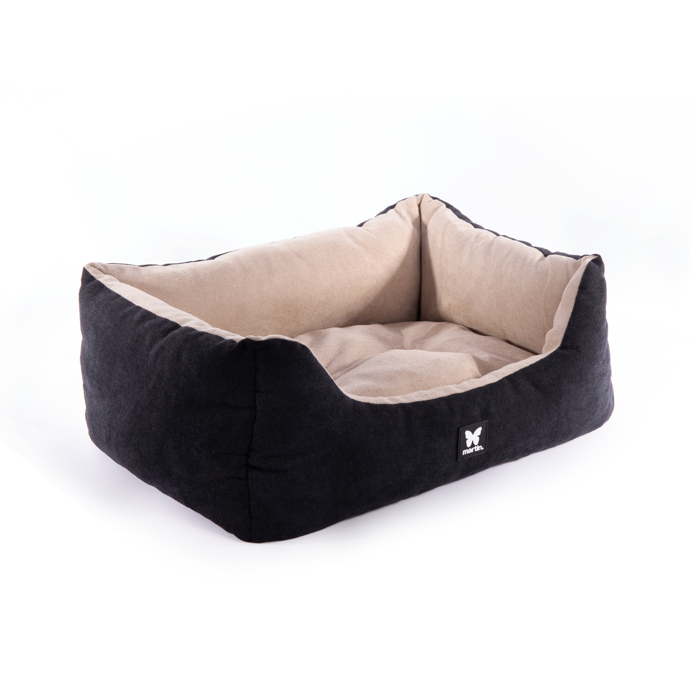 Corbeille suédine MARTIN SELLIER noir gris 60x46x23cm