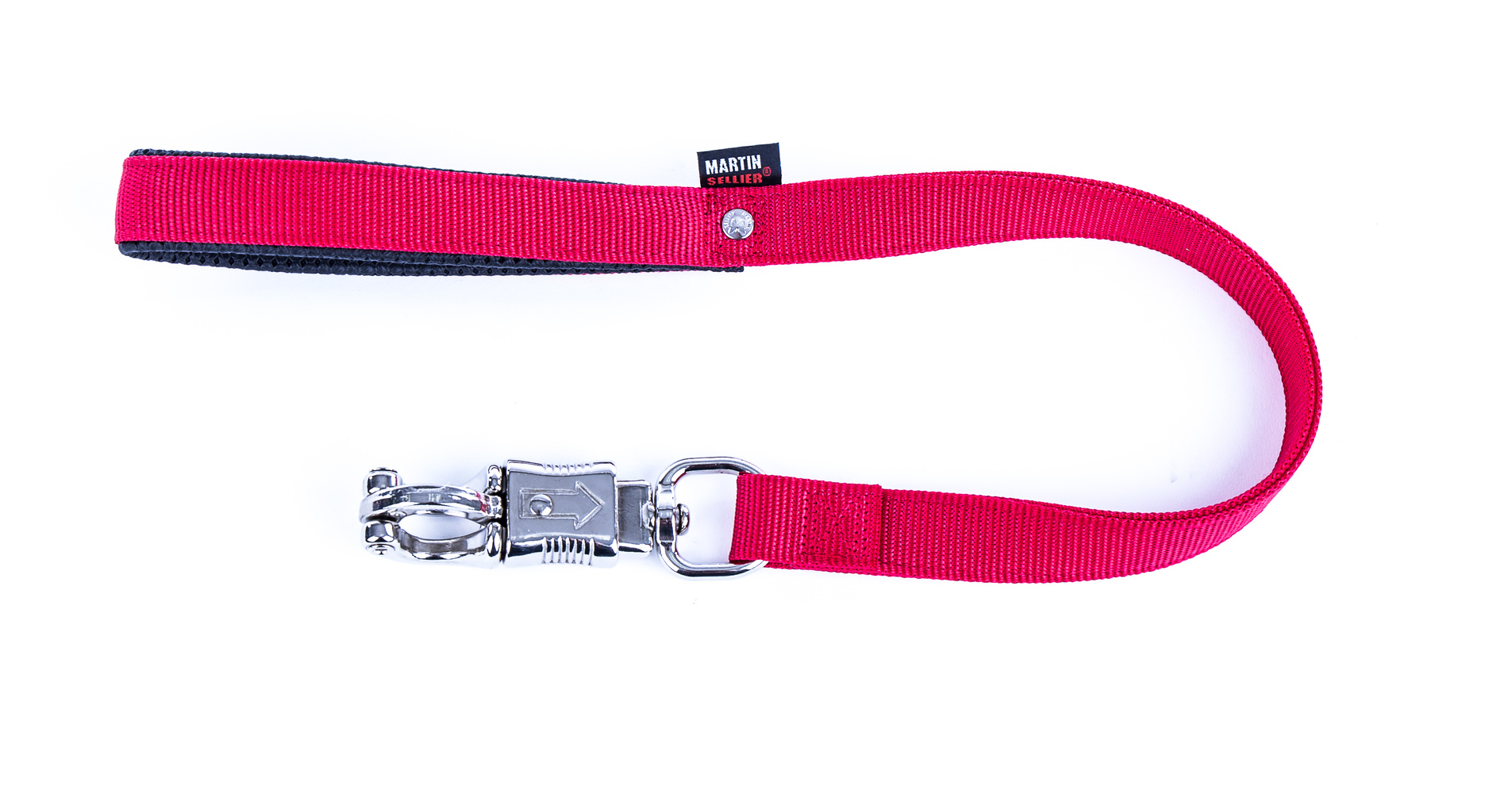 Laisse mousqueton panique MARTIN SELLIER rouge 2,5cm 70cm