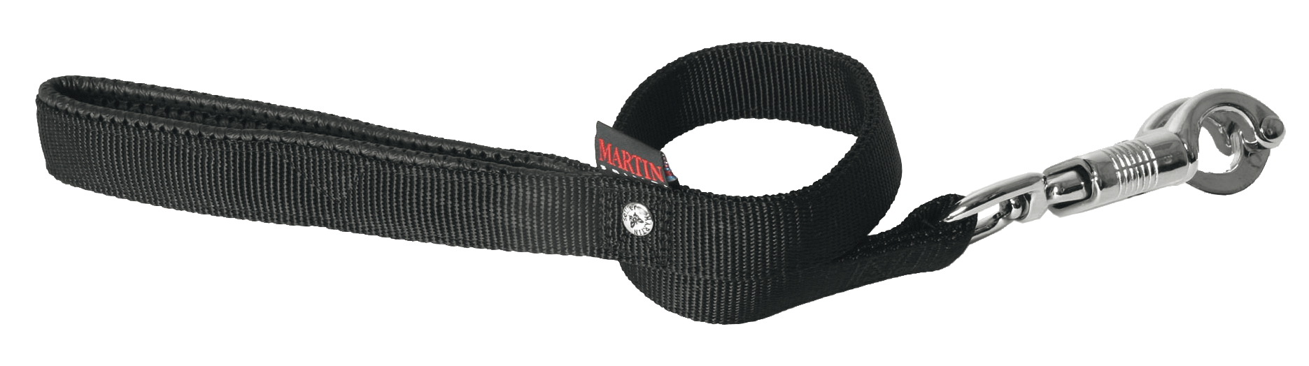Laisse mousqueton panique MARTIN SELLIER noire 2,5cm 70cm