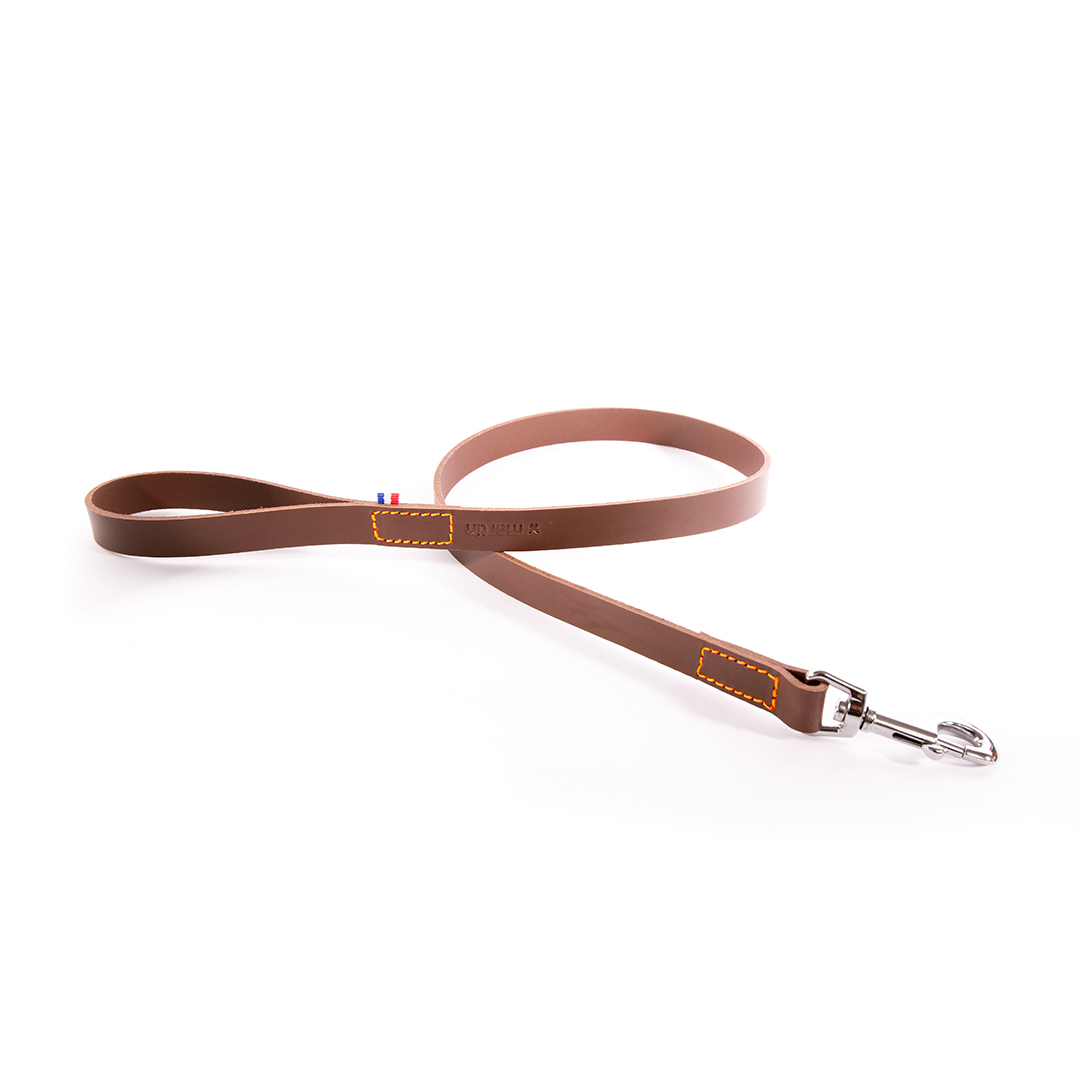 Laisse chien MARTIN SELLIER cuir 1,4x100cm bords ronds
