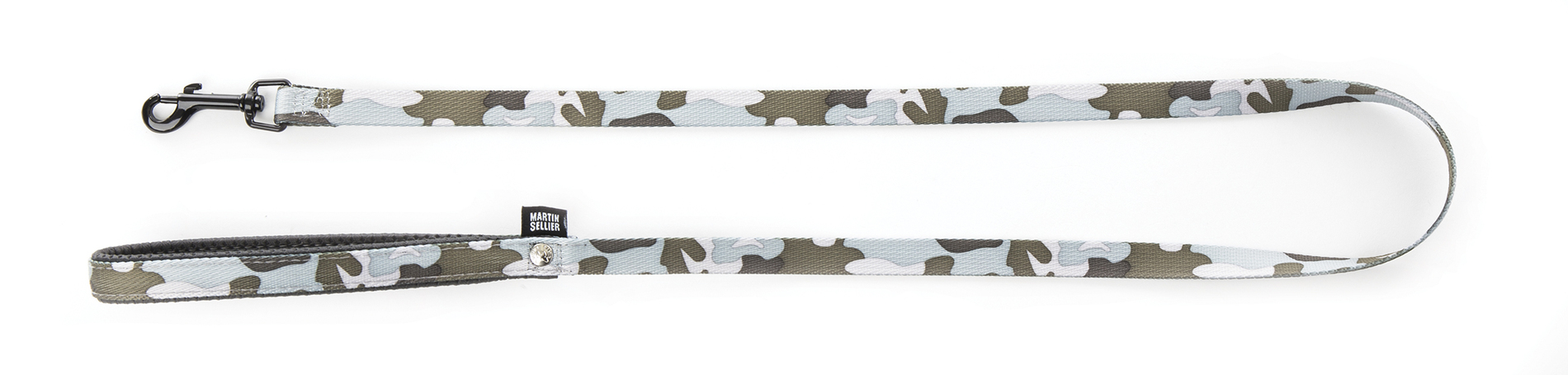 Laisse chien MARTIN SELLIER nylon 2x120cm gris camouflage