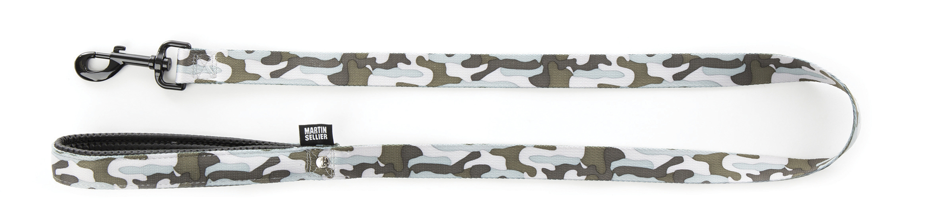 Laisse chien MARTIN SELLIER nylon 2,5x120cm gris camouflage