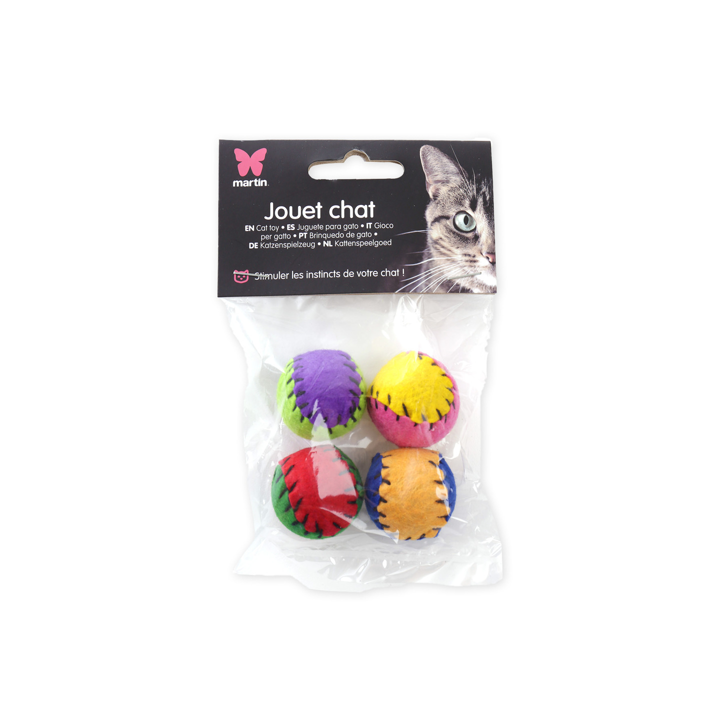 Balles feutrine MARTIN SELLIER avec grelot x4 Ø3cm