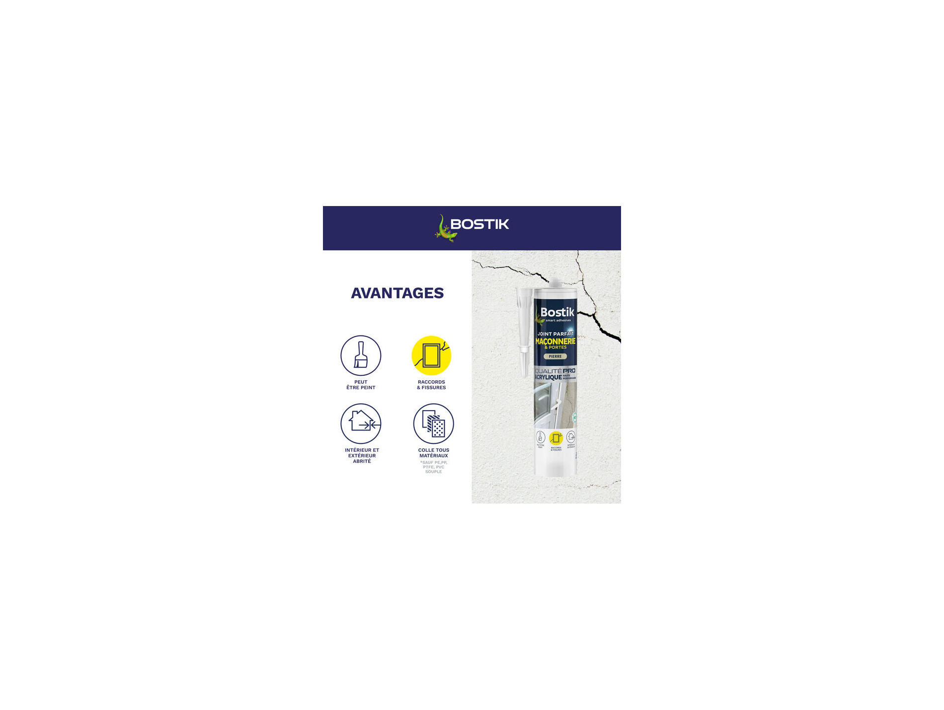 Joint maçonnerie BOSTIK 280ml ton pierre