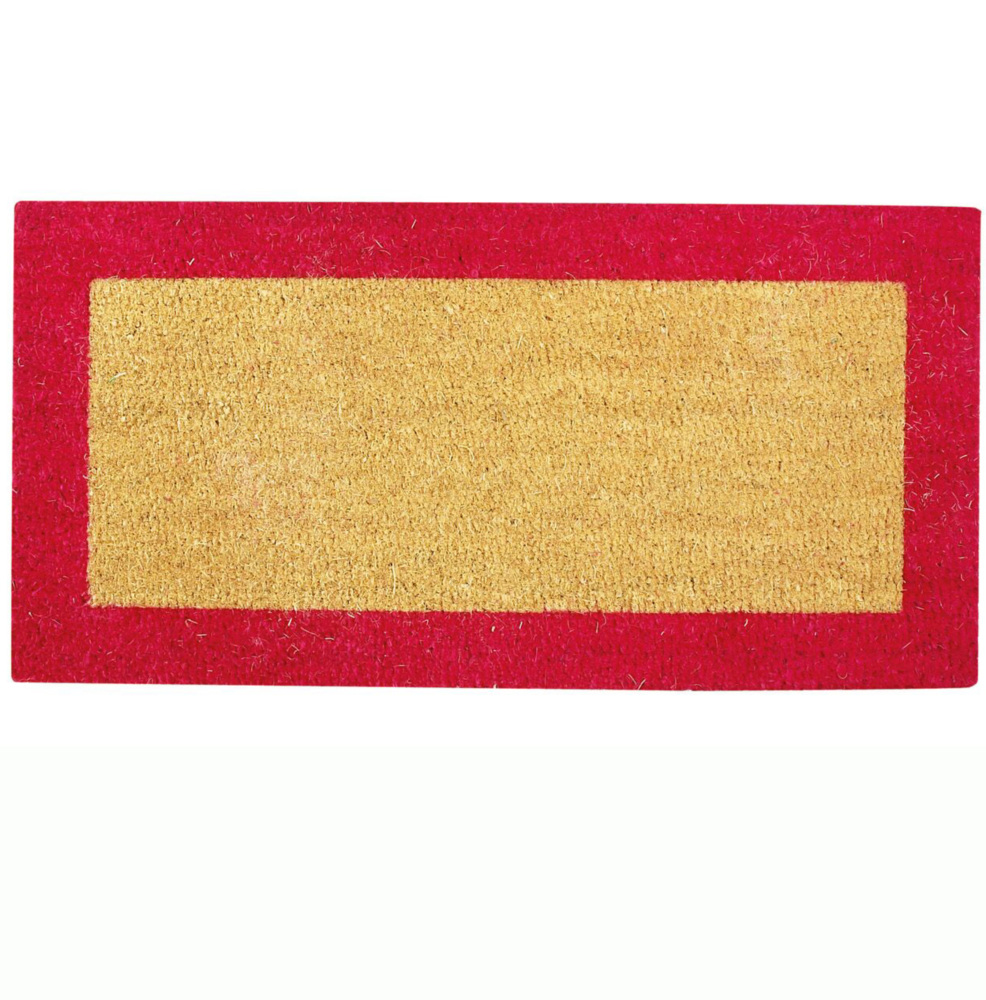 Tapis coco bordé BTB écru rouge 33x70cm 17mm