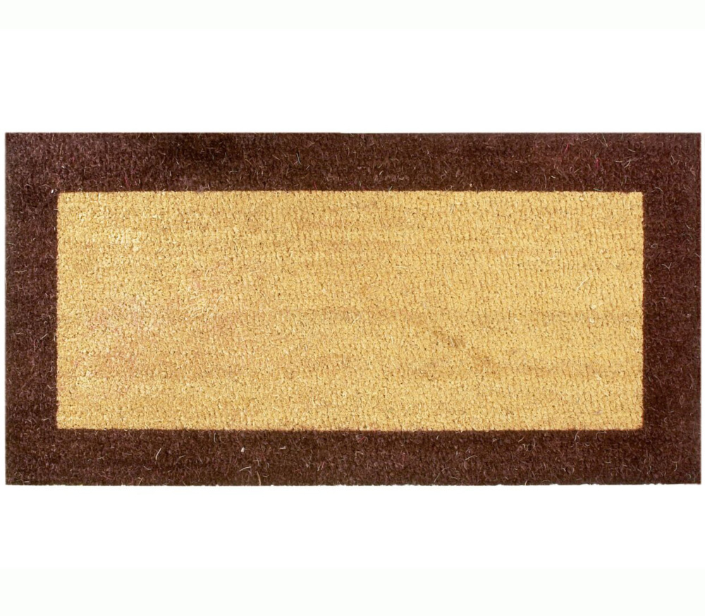 Tapis coco bordé BTB écru marron 33x70cm 17mm