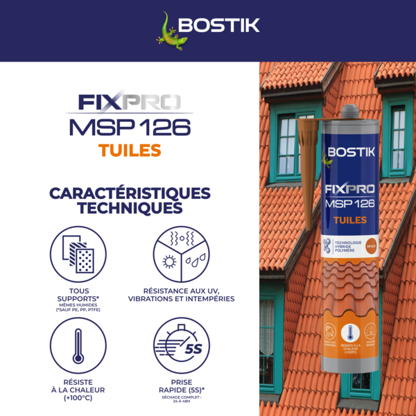 Mastic tuiles BOSTIK Fixpro MSP126 brique 290ml
