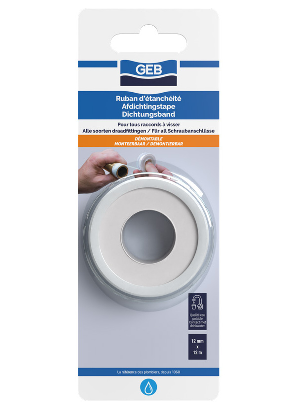 Ruban PTFE eau potable GEB 12mmx12m