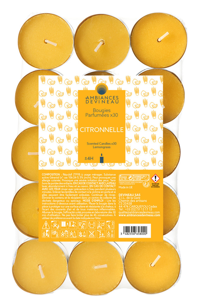 Bougies chauffe-plat citronnelle DEVINEAU x30