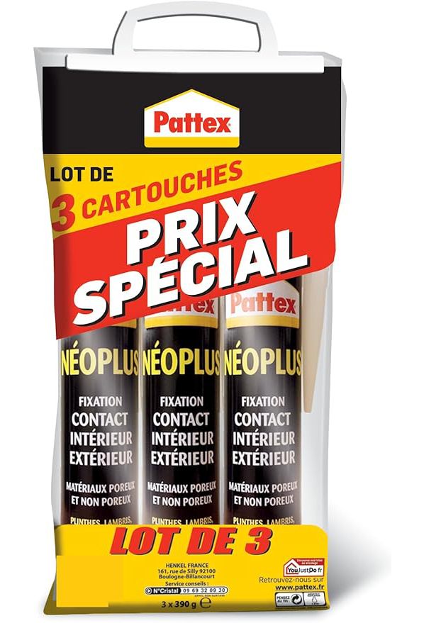 Colle contact PATTEX Néoplus lot 3 cartouches 345g