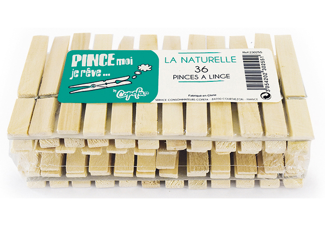 Pinces à linge bois COPEFA La Naturelle x36