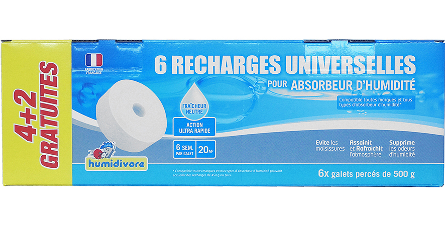 Recharges absorbeur HUMIDIVORE galets 6x500g