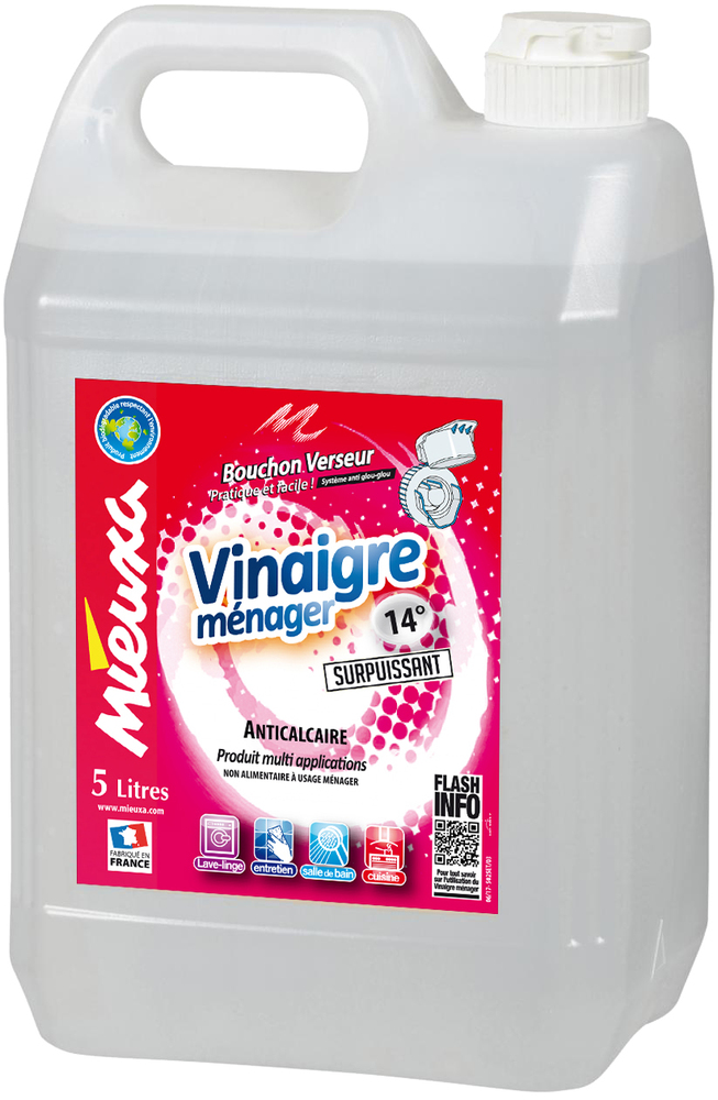 Vinaigre ménager MIEUXA surpuissant 14° 5l