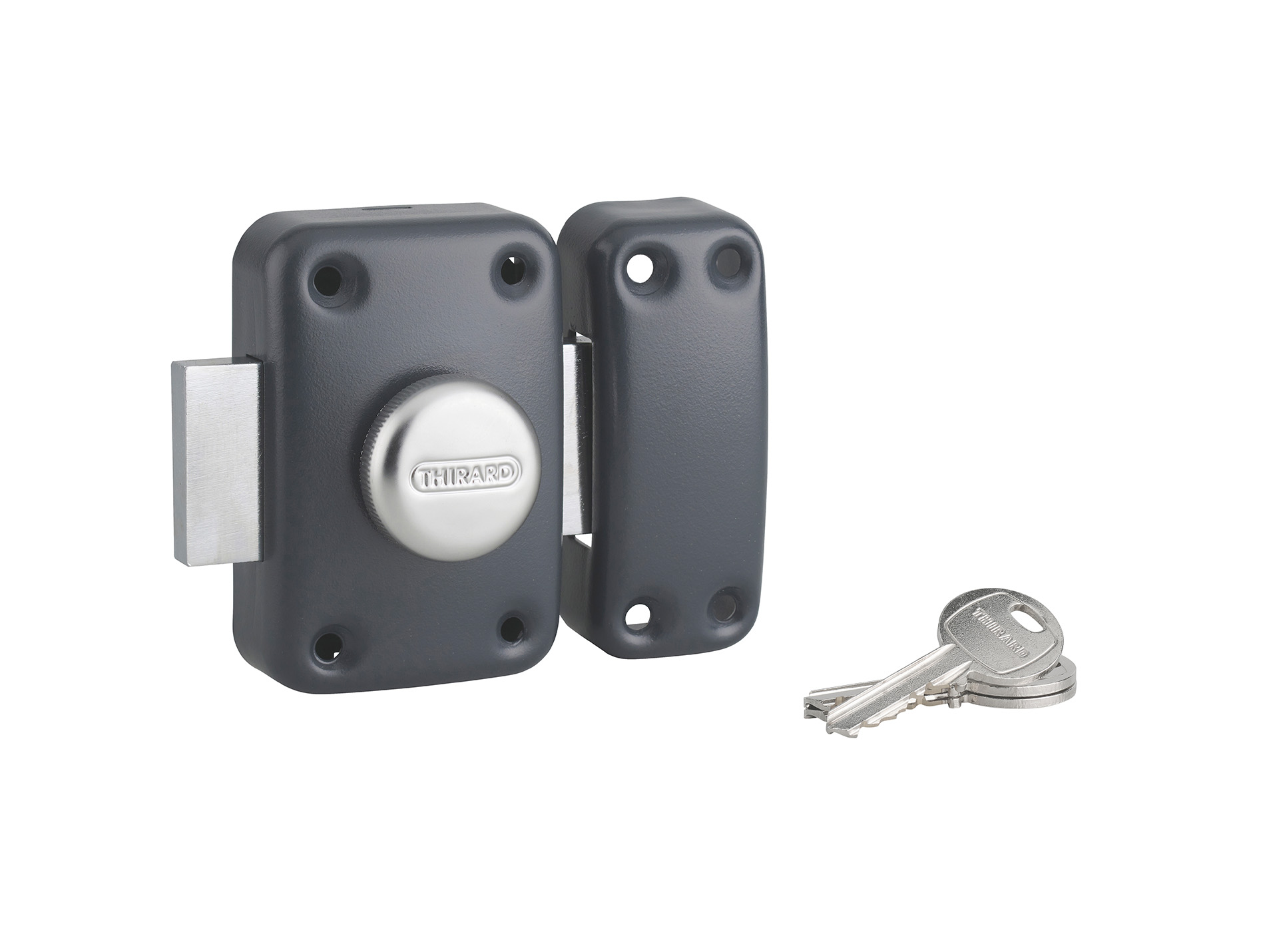 Verrou THIRARD Apache à bouton cylindre 40mm anthracite