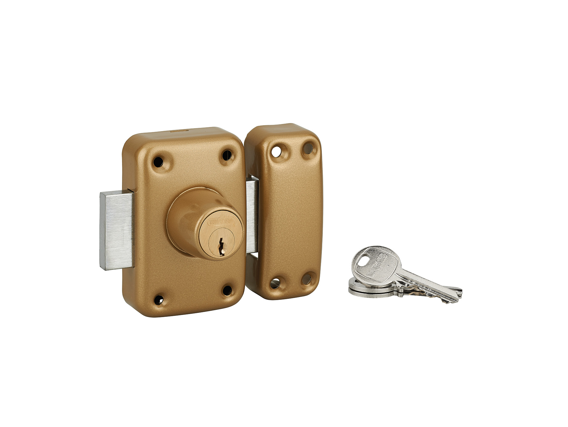 Verrou THIRARD Apache double cylindre 40mm or
