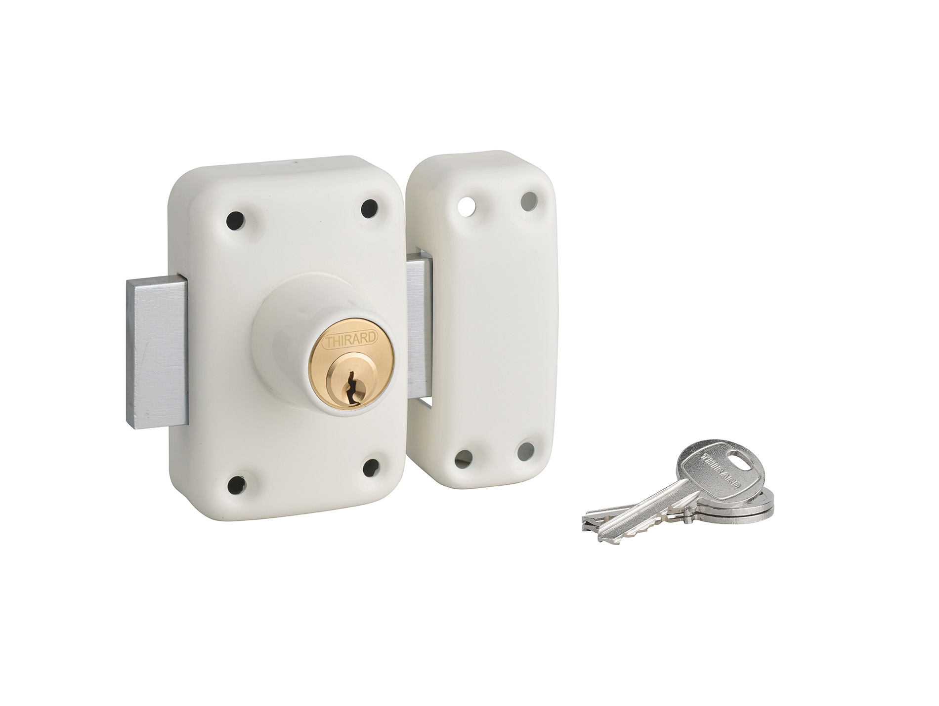 Verrou THIRARD Apache double cylindre 40mm blanc