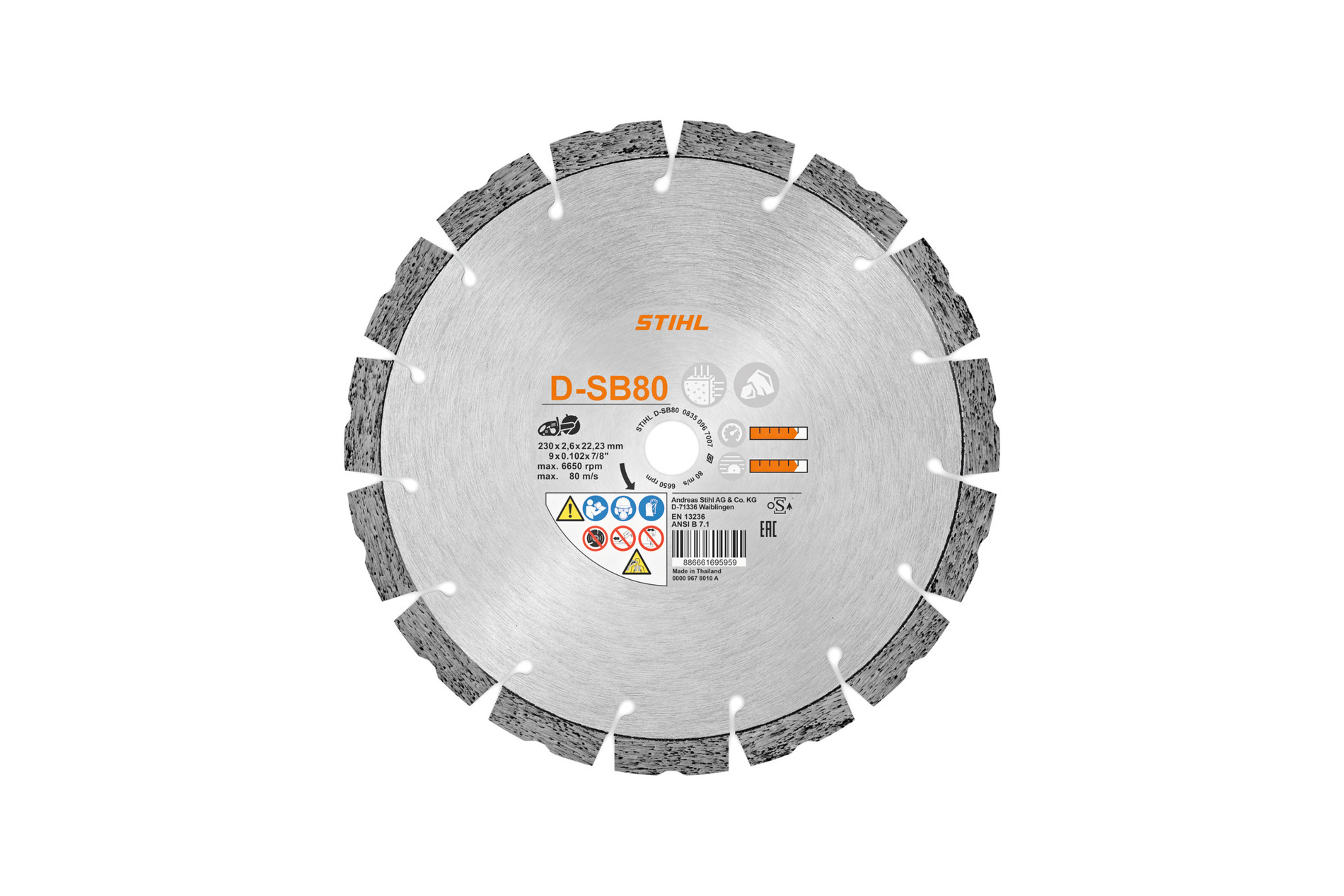 Disque diamant béton pierre Ø230mm STIHL D-SB80