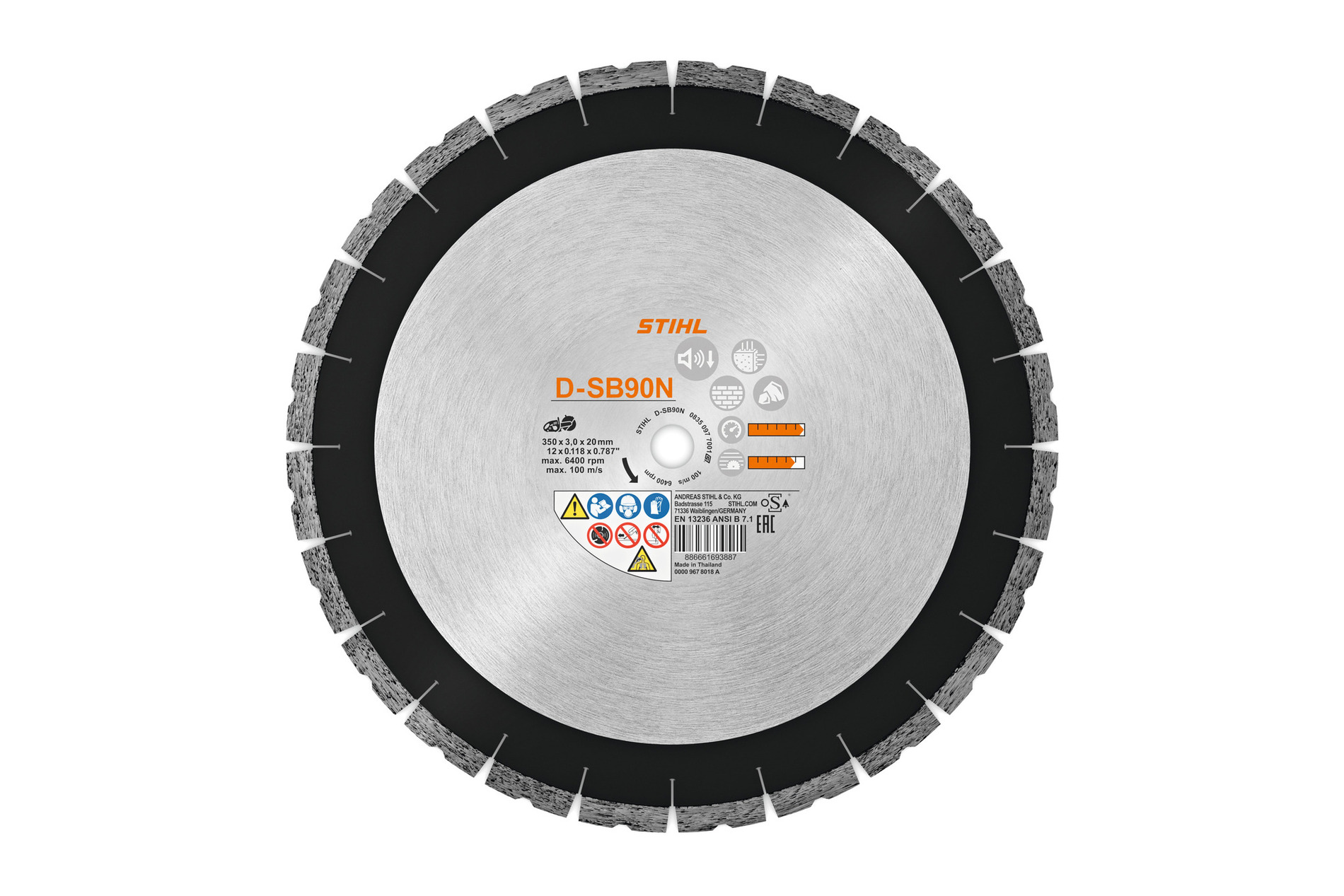 Disque diamant béton pierre Ø300mm STIHL D-SB90N