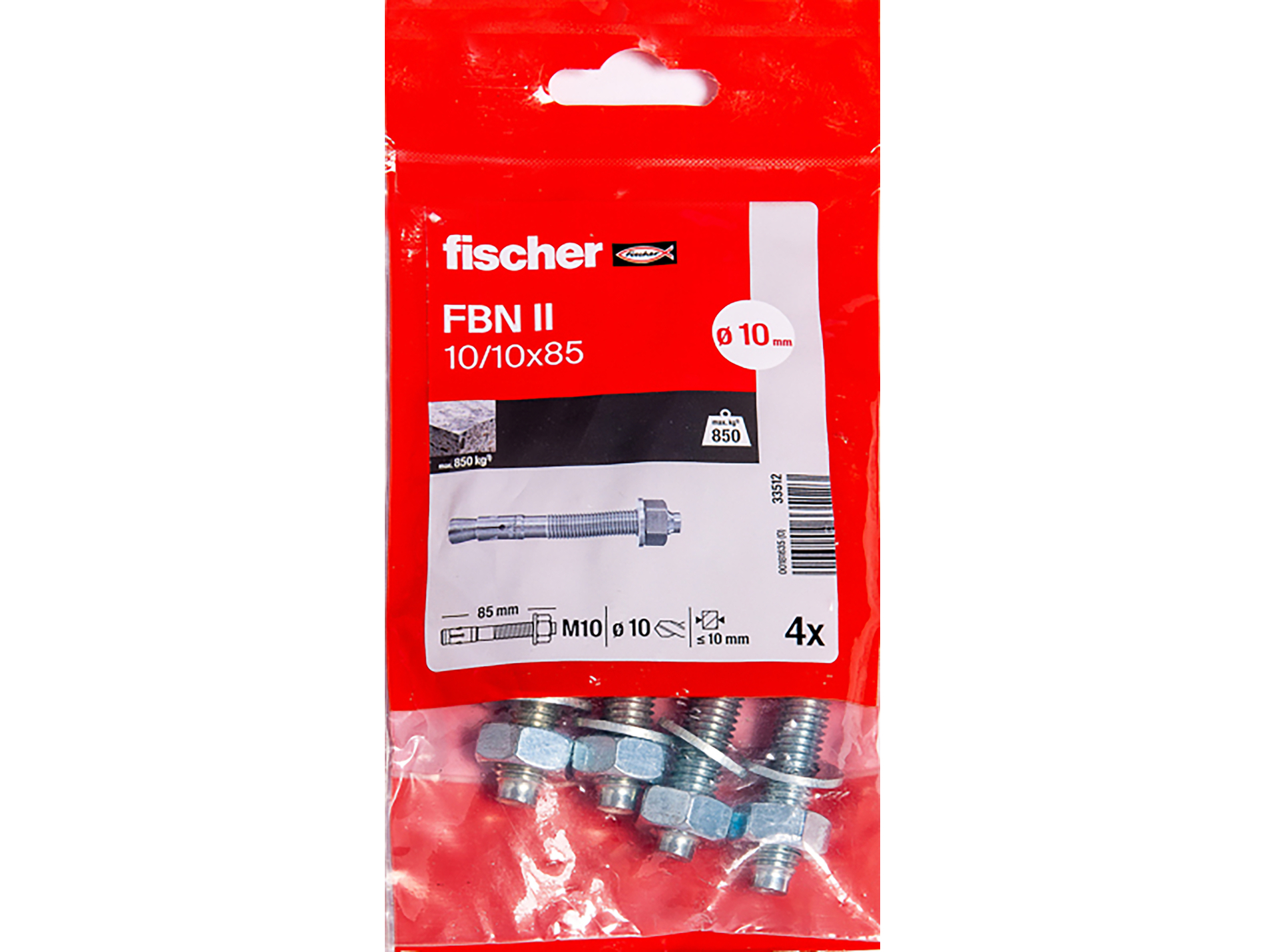 Goujons d'ancrage FNB II 10/10X86 x4