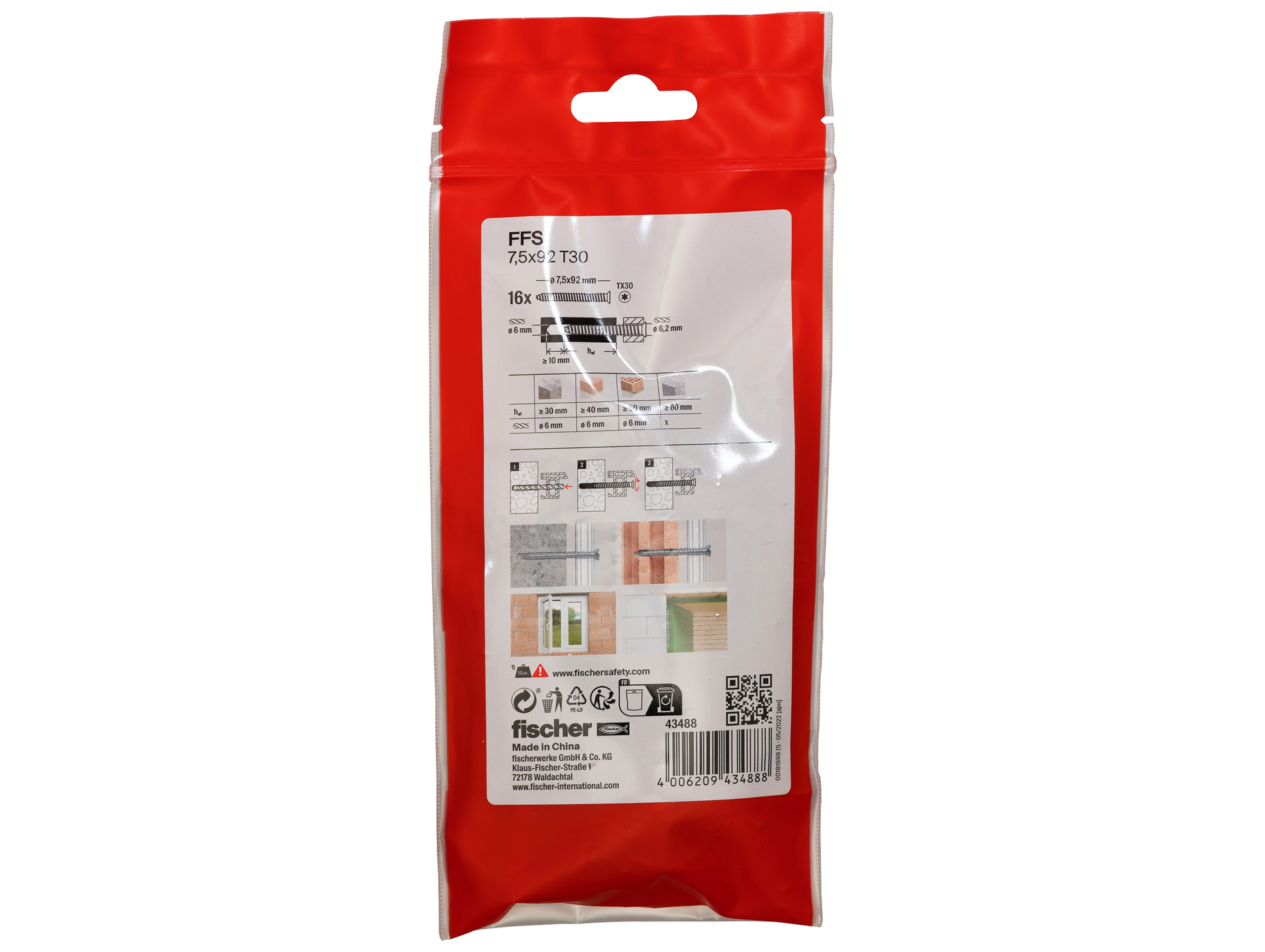 Vis de fixation pour cadres FFS Ø7,5 L.92 x16