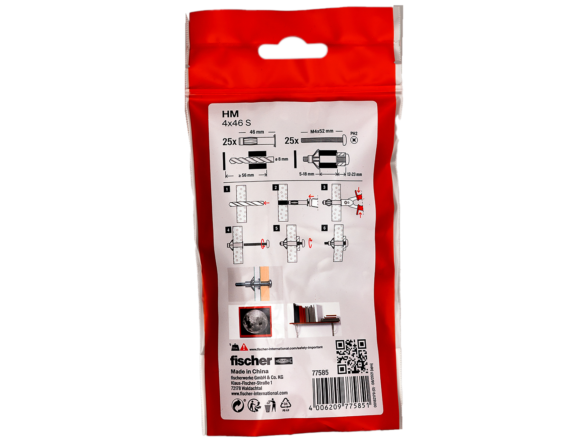 Chevilles pour cloison creuse HM-S Ø4 L46mm x25