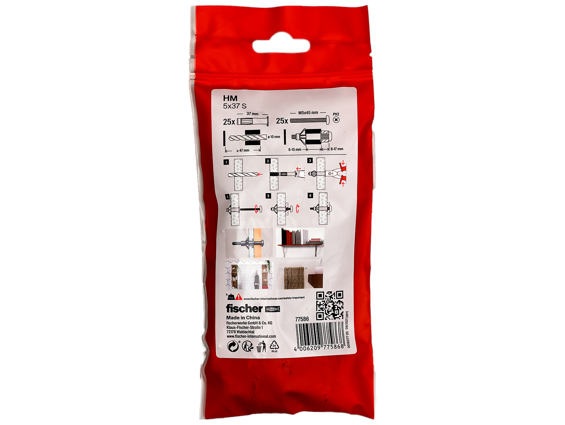 Chevilles pour cloison creuse HM-S Ø5 L37mm x25