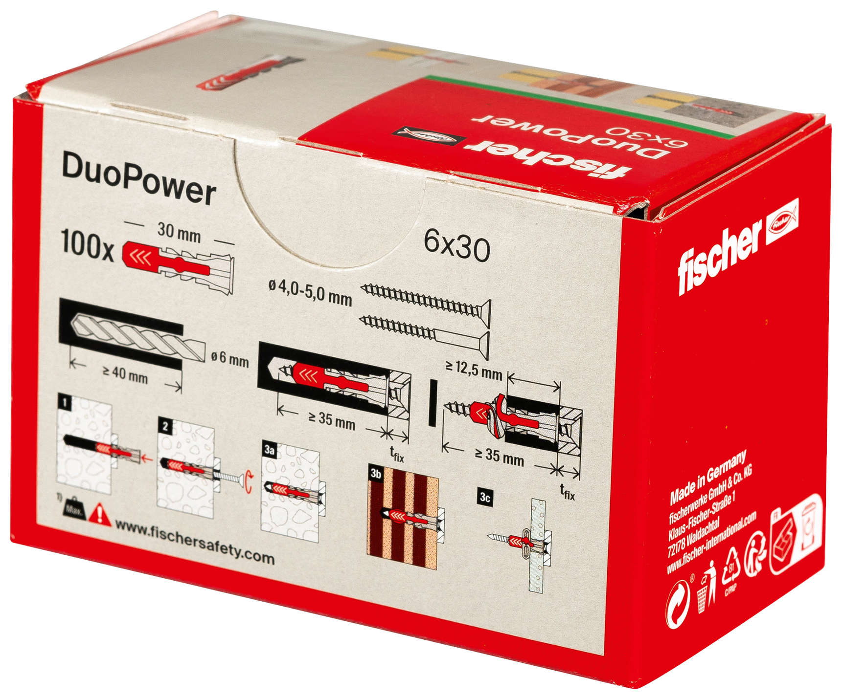 Chevilles bi-matière DUOPOWER Ø6 L30mm x100