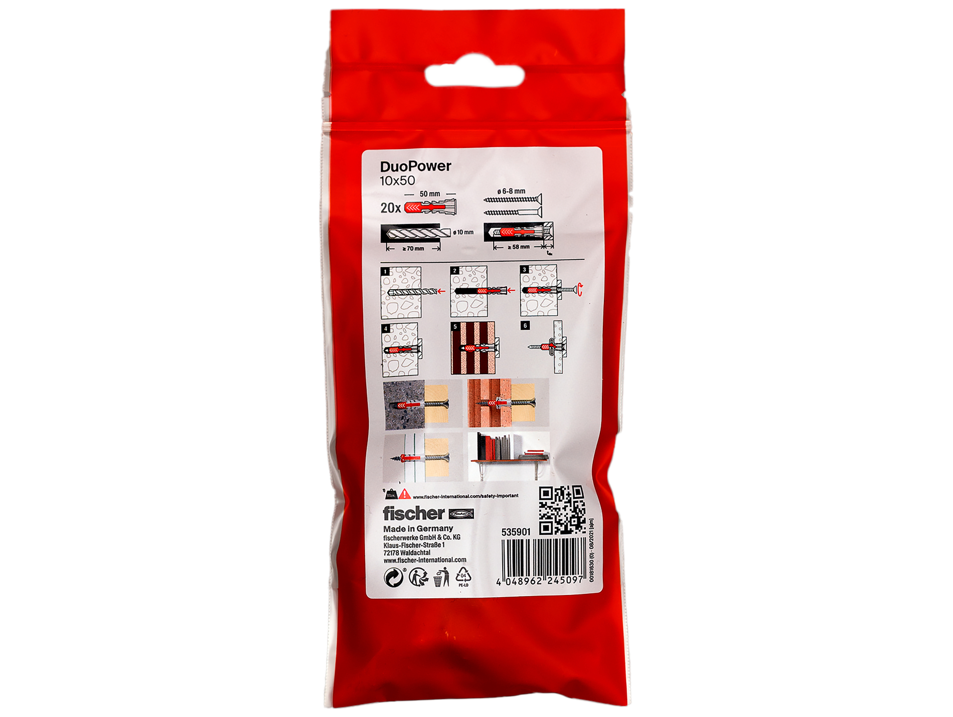 Cheville bi-matière DuoPower FISCHER Ø10mm L.50mm x20
