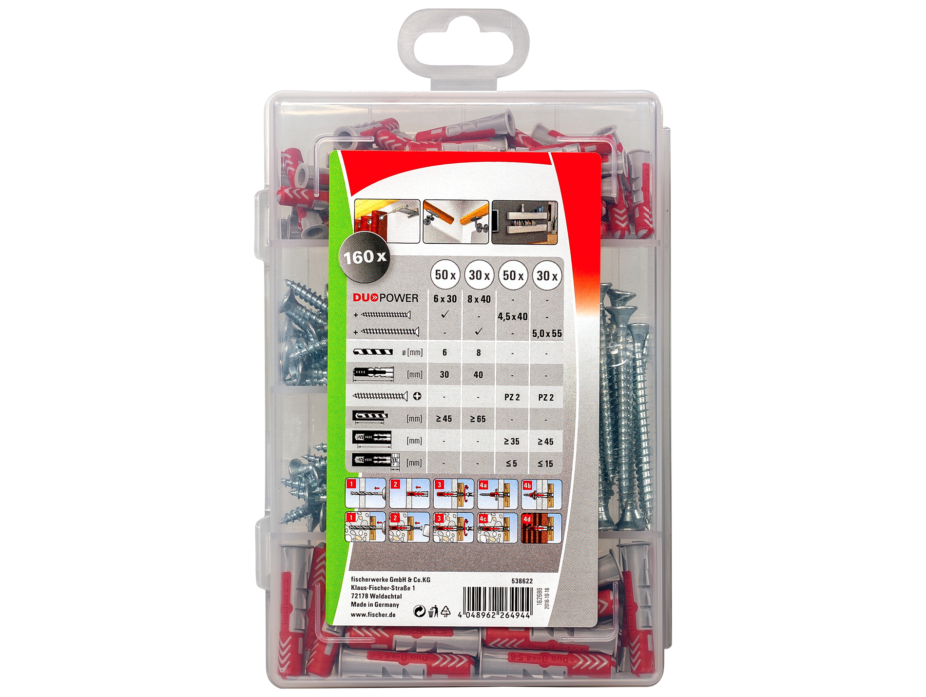 Boîte de chevilles bi-matière DuoPower avec vis FISCHER Profi-Box
