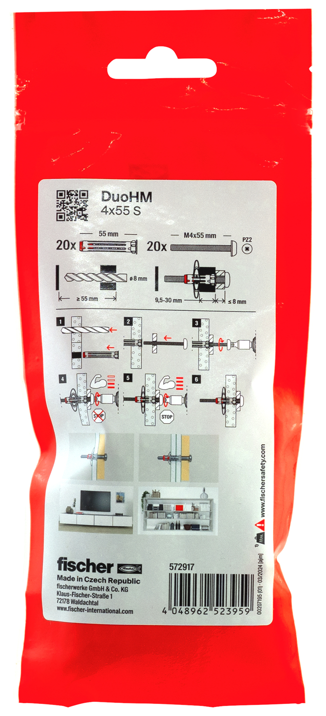 Cheville FISCHER DuoHM 4x55mm x20 sachet