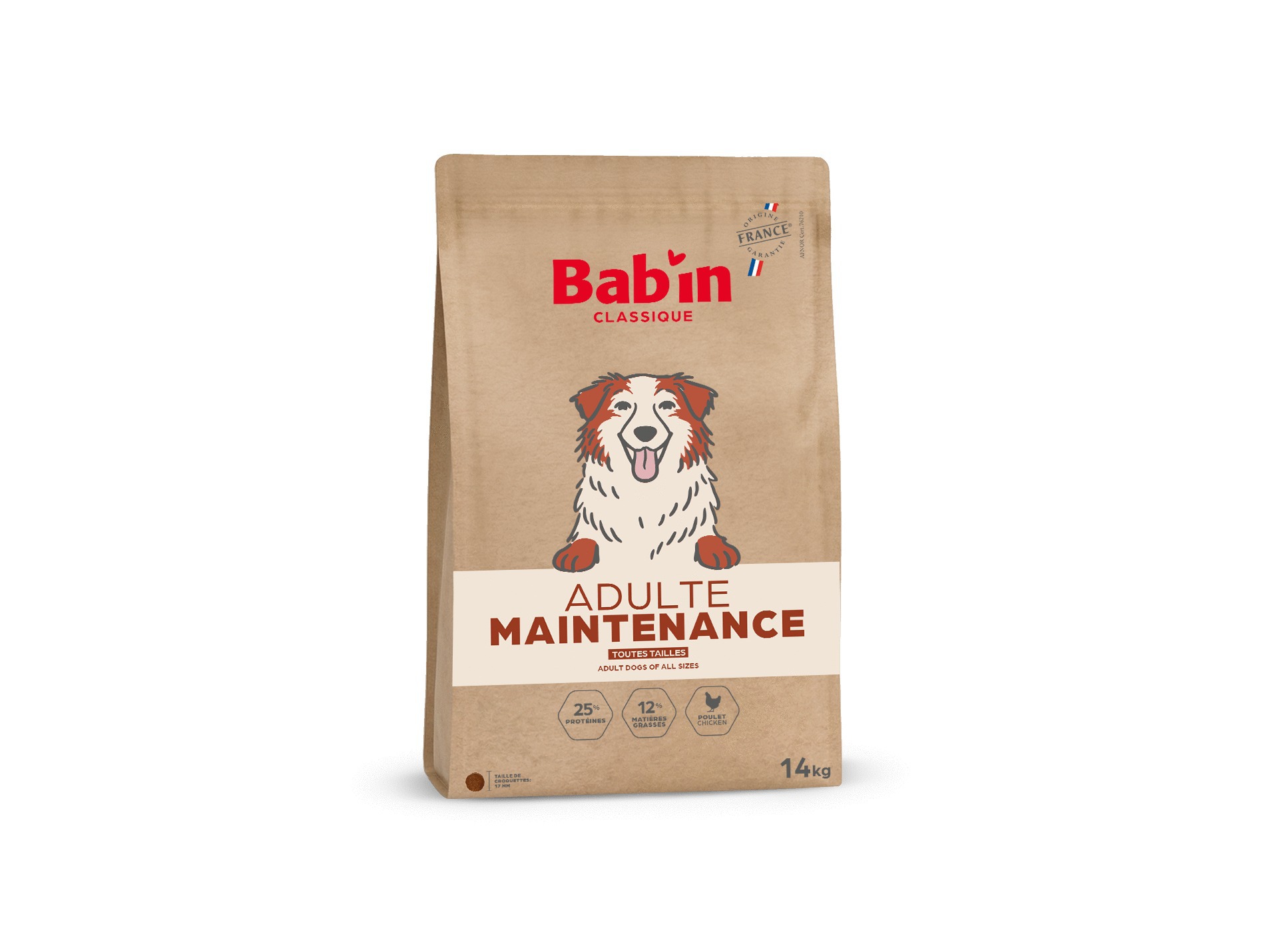 Croquette chien BAB'IN Classique Maintient poulet 14kg