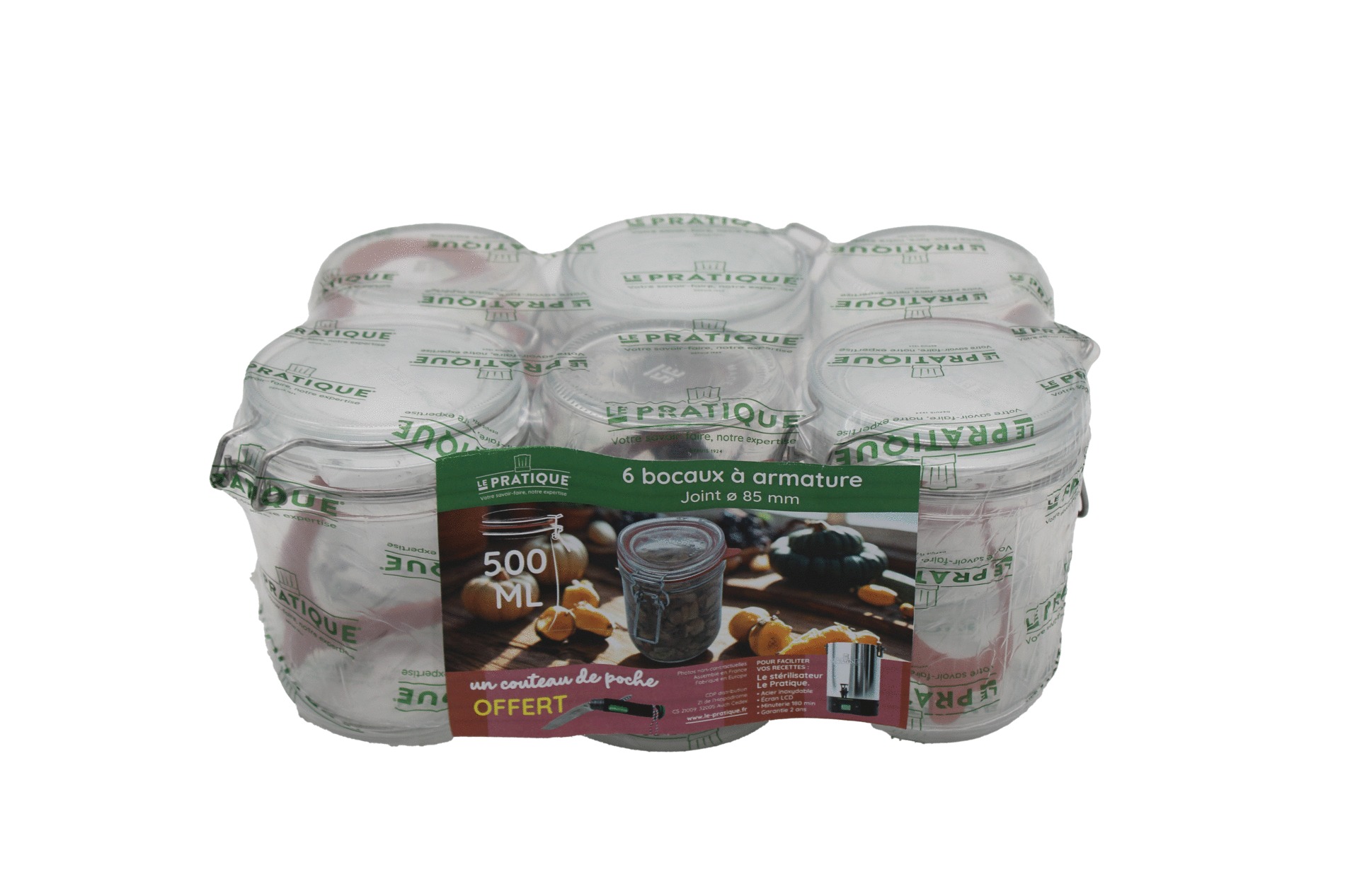 Bocaux LE PRATIQUE 500ml 85mm pack de 6