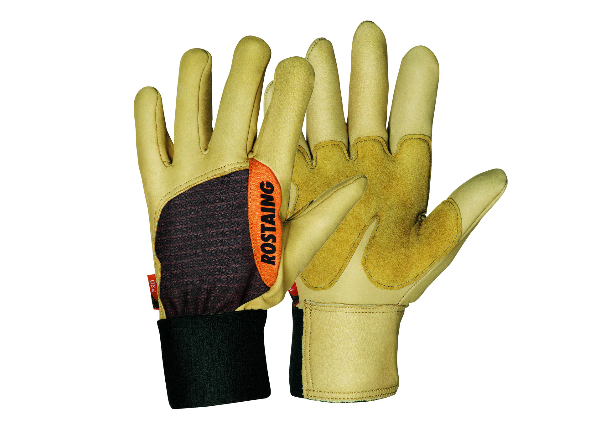 Gants ROSTAING Forest spécial bucheronnage cuir beige