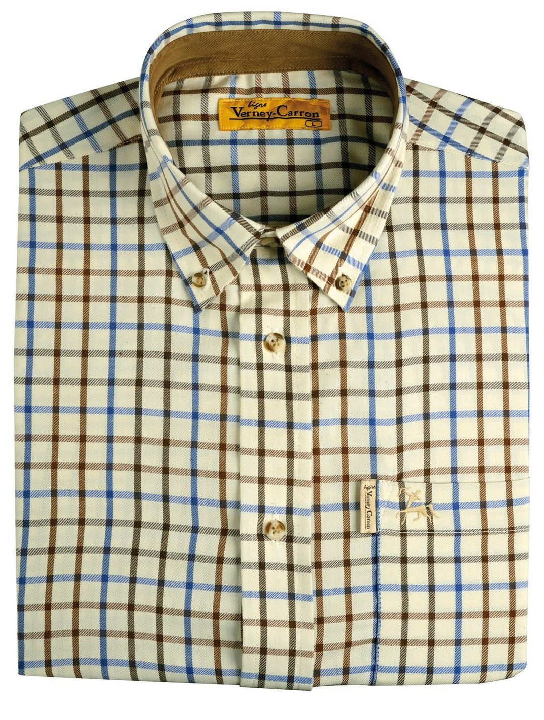 Chemise de chasse PROHUNT Villemy polyester bleu marron