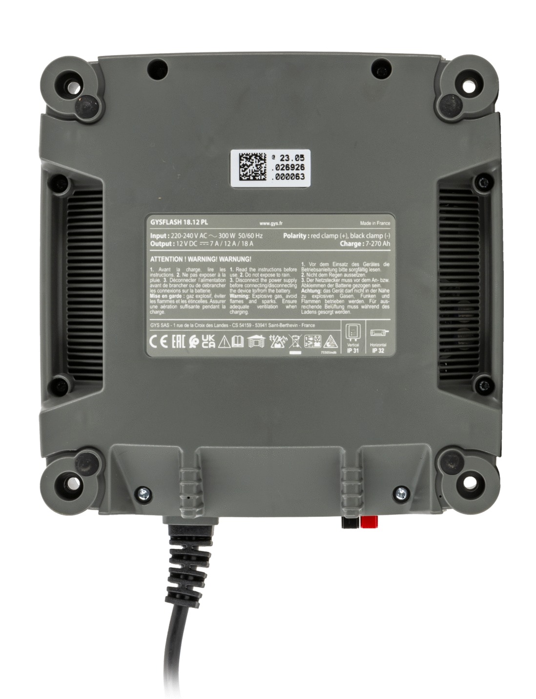 Chargeur GYS Gysflash 18.12 Pl 12v 15-270ah