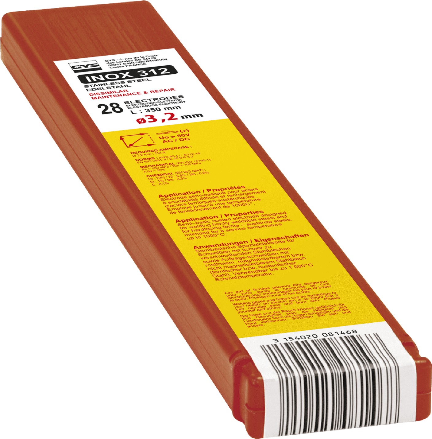 Electrode réparation 312R GYS Ø3,2mm x28