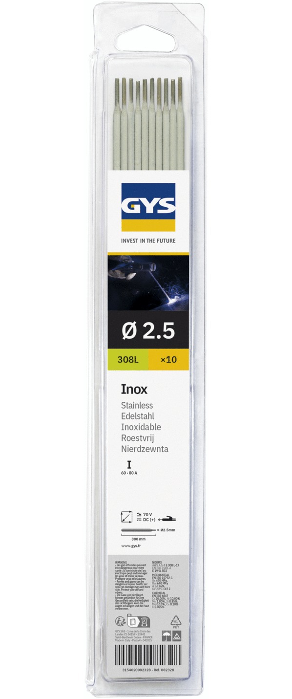 Electrode inox 308L GYS Ø2,5mm x10
