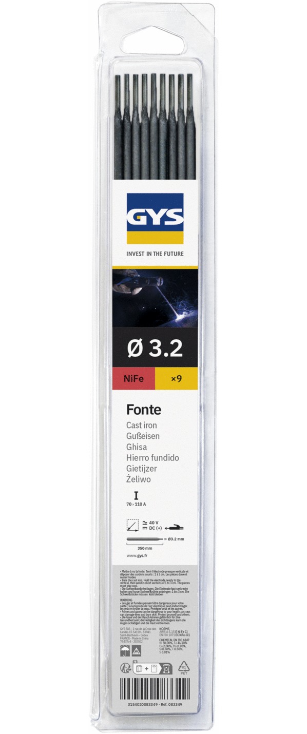Electrode fonte GYS Ø3,2mm x9