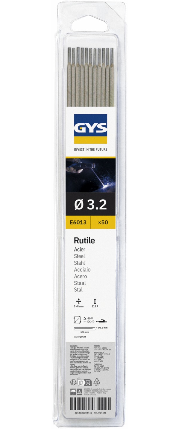Électrodes GYS rutiles acier 3,2mm 50 pièces