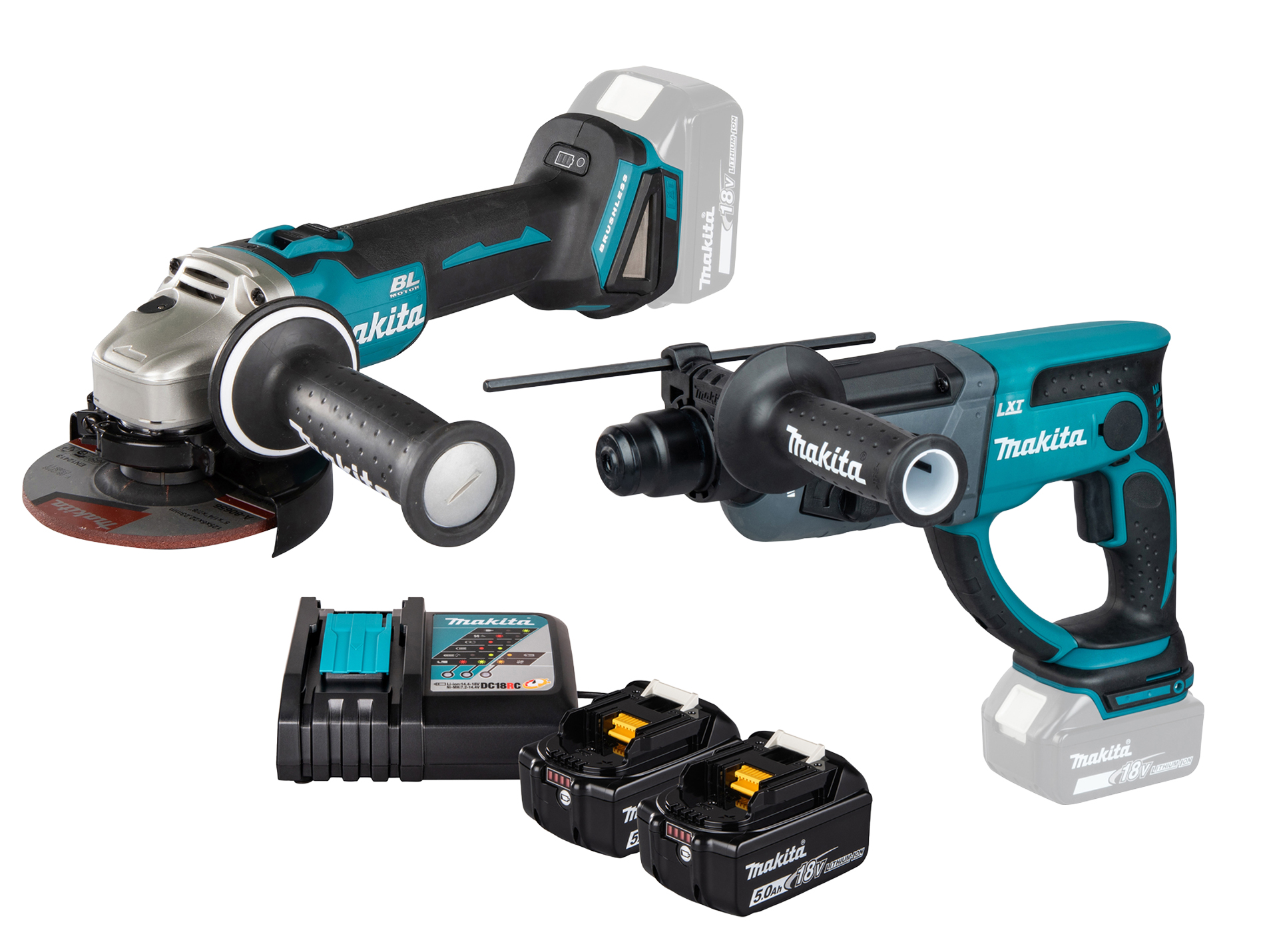 Lot perforateur meuleuse MAKITA sans fil DHR202Z DGA504Z 18v