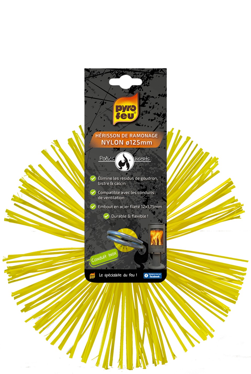 Brosse de ramonage PYROFEU synthétique jaune 125mm