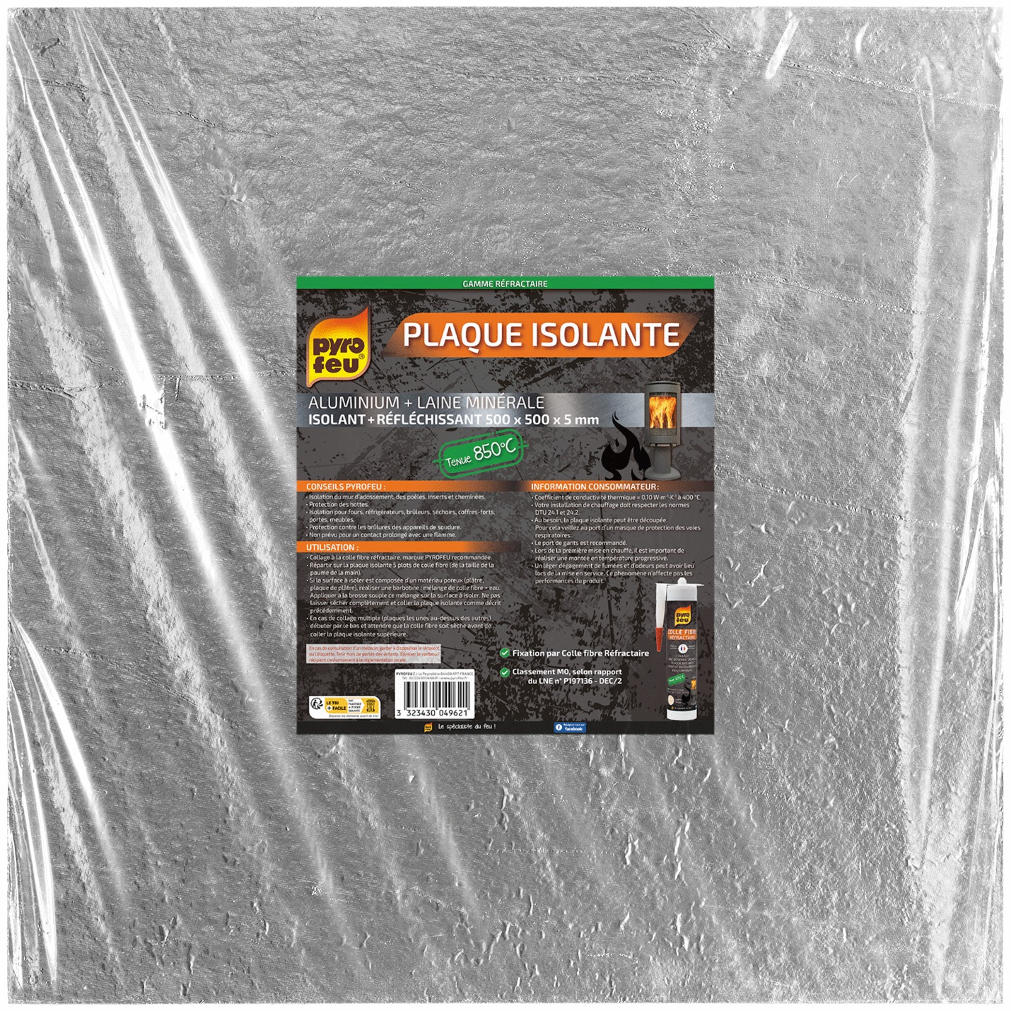 Plaque isolante PYROFEU blanche face aluminium