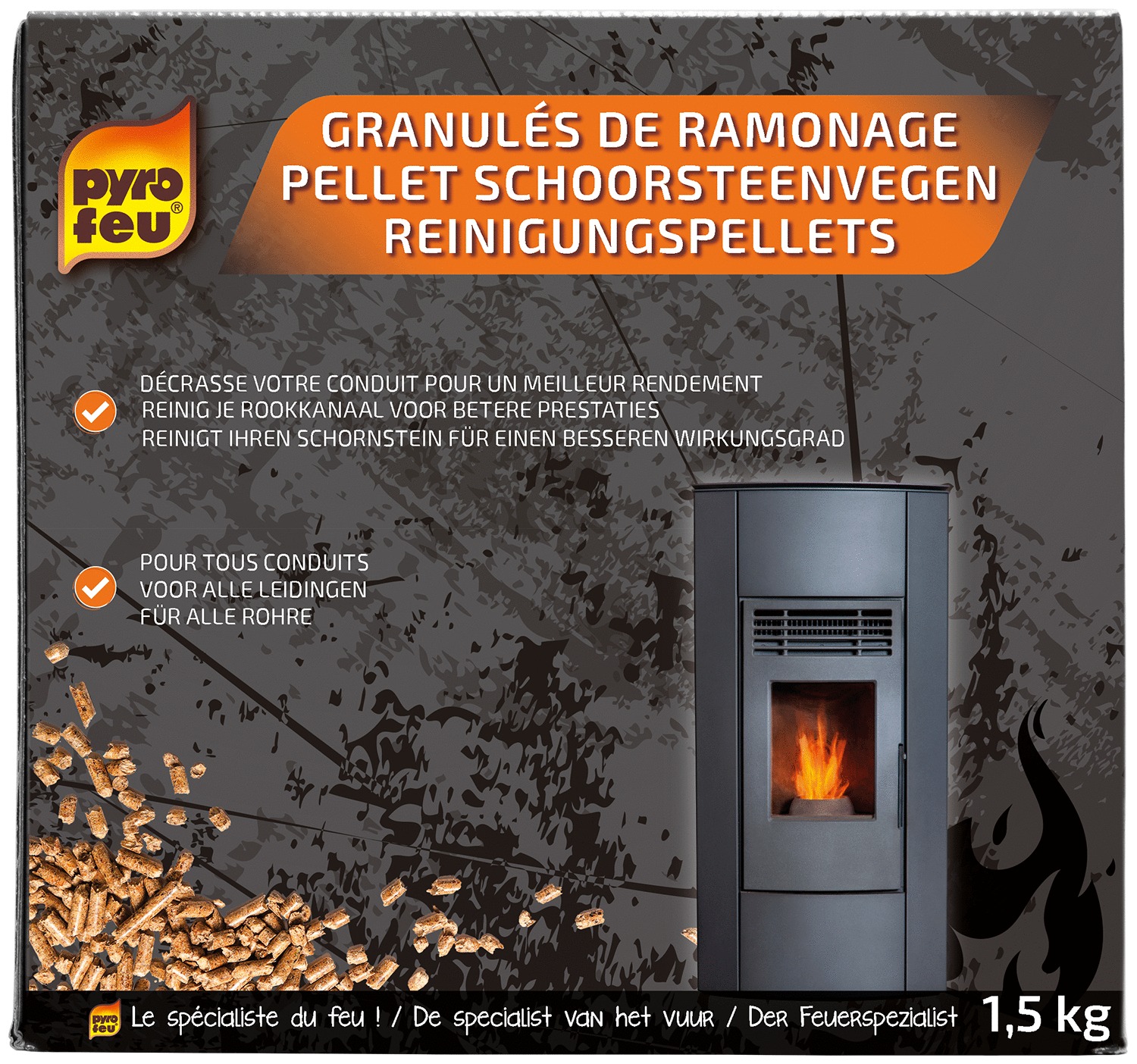 Granulés de ramonage PYROFEU pour poêle 1,5kg