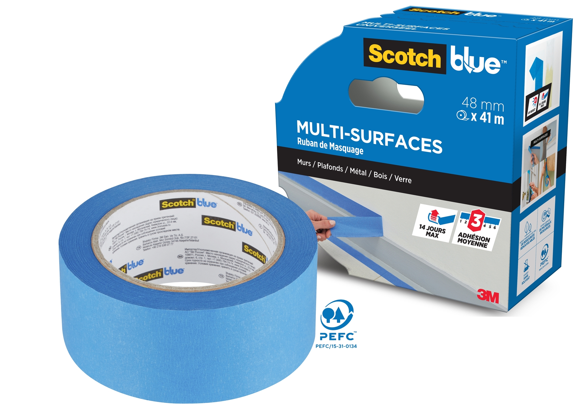 Ruban masquage SCOTCHBLUE multi-surfaces 41mx48mm