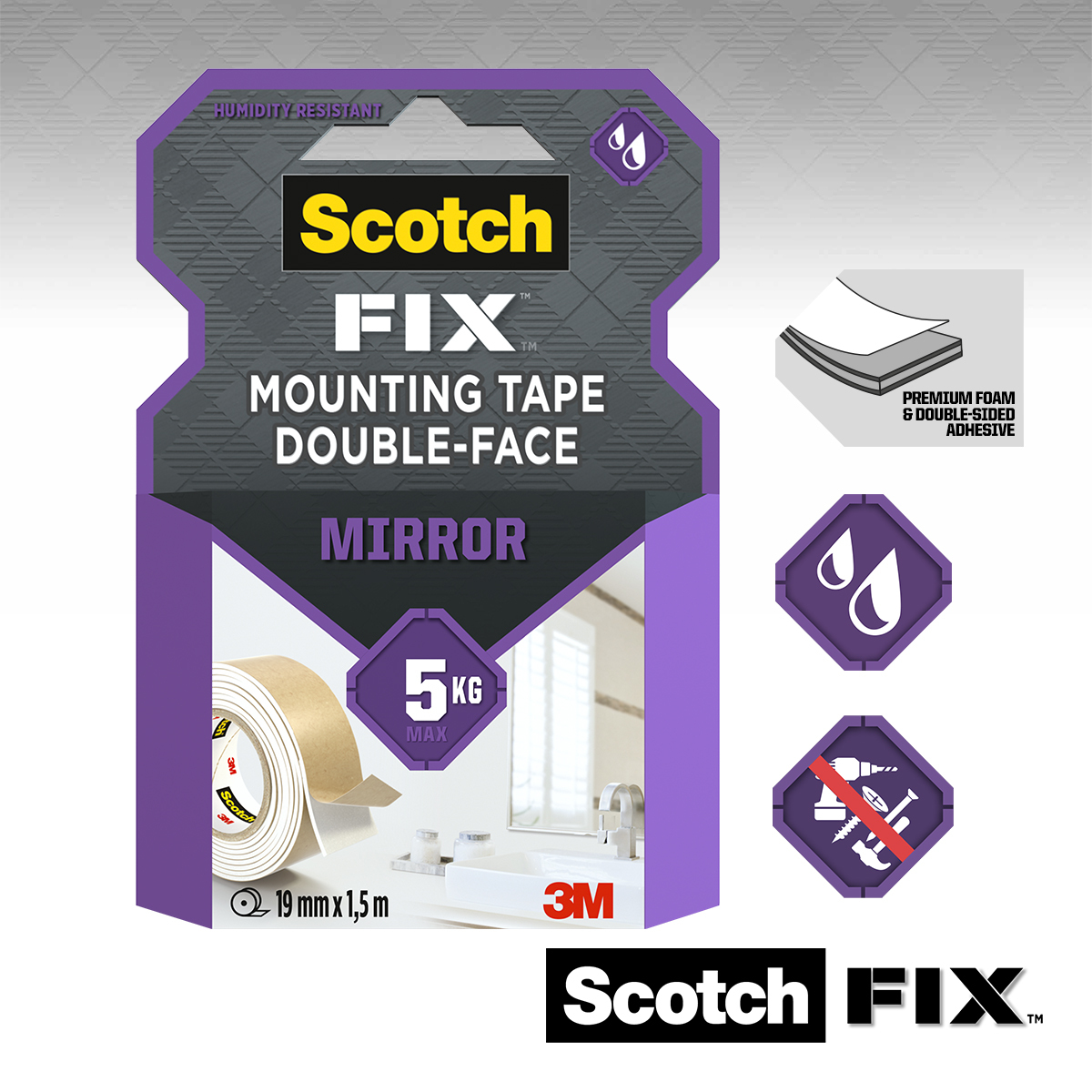 Double face SCOTCH miroir 1.5mx19mm