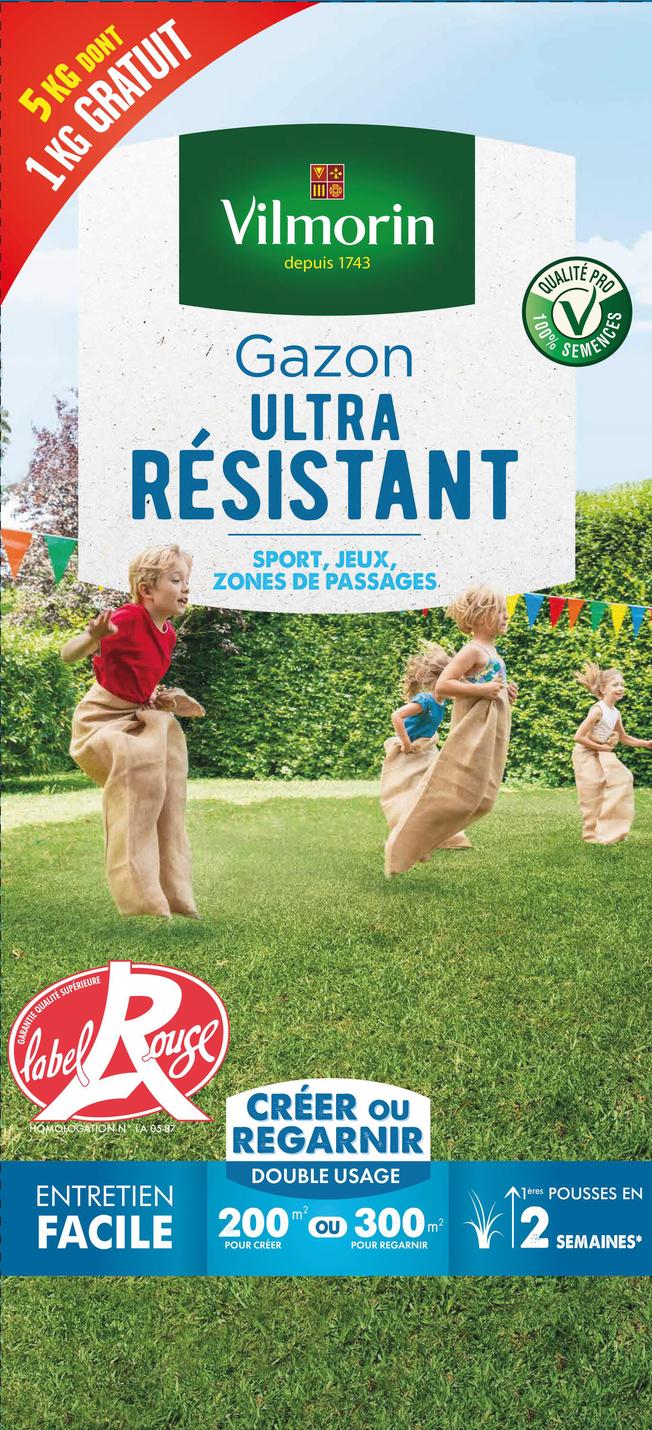 Gazon VILMORIN ultra résistant 5kg