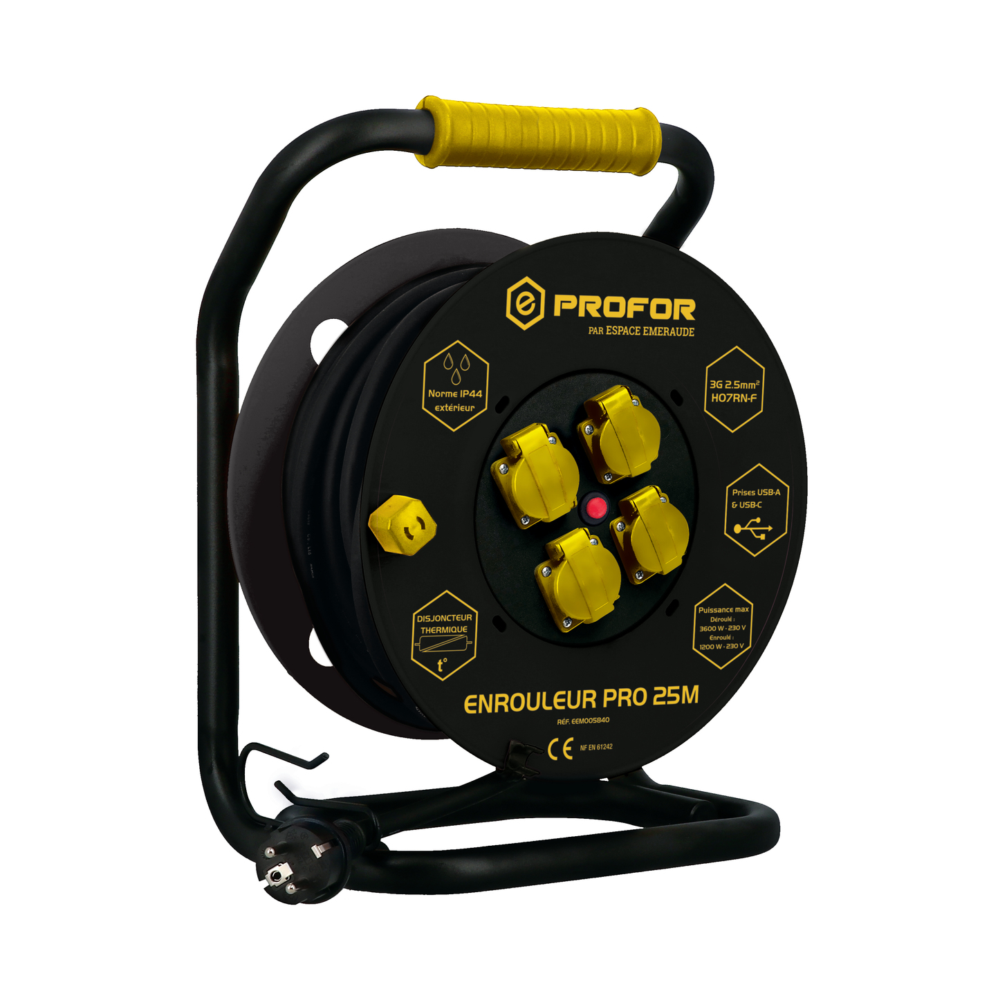 Enrouleur électrique WILMART 25m 3+1 USB HO7RN-F 3G2,5