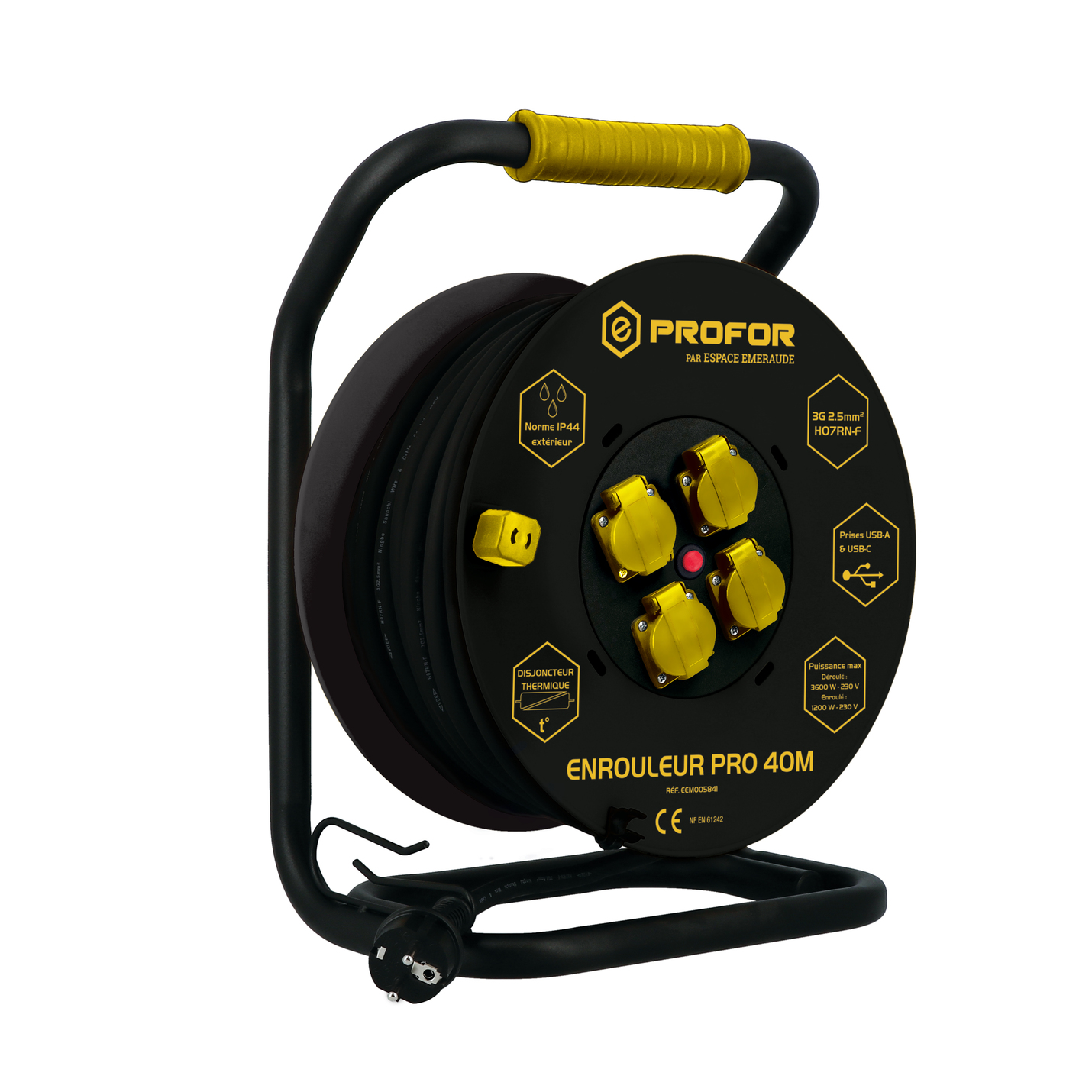 Enrouleur électrique WILMART 40m 3+1 USB HO7RN-F 3G2,5