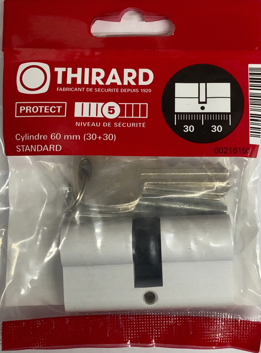 Cylindre THIRARD standard 30x30 blanc 3 clés